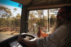 Finchy driving across the Nullarbor again