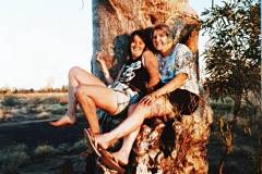 Linda and Jill at the Pilbara Boab Tree in 1990