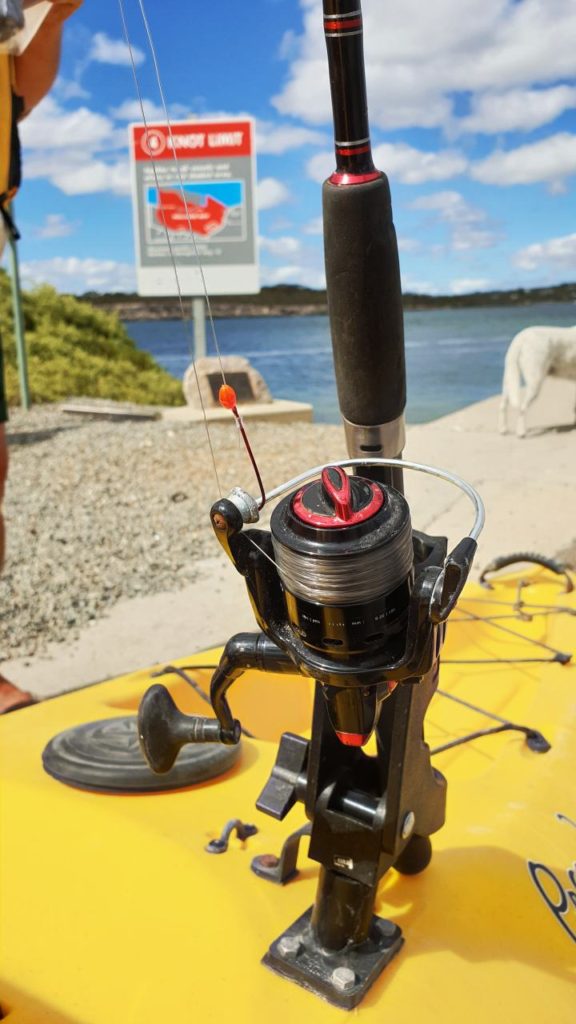 Fishing rod ready for kayaking at the Coffin Bay boat ramp