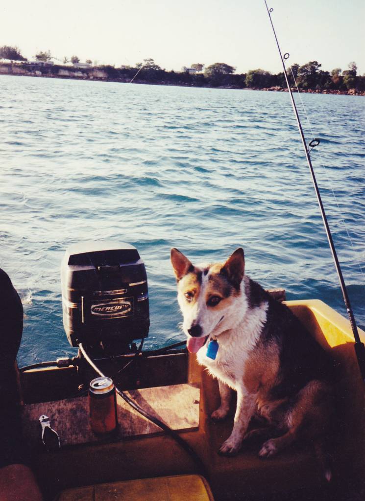 Fishing in our boat with us in Darwin Harbour in 1991