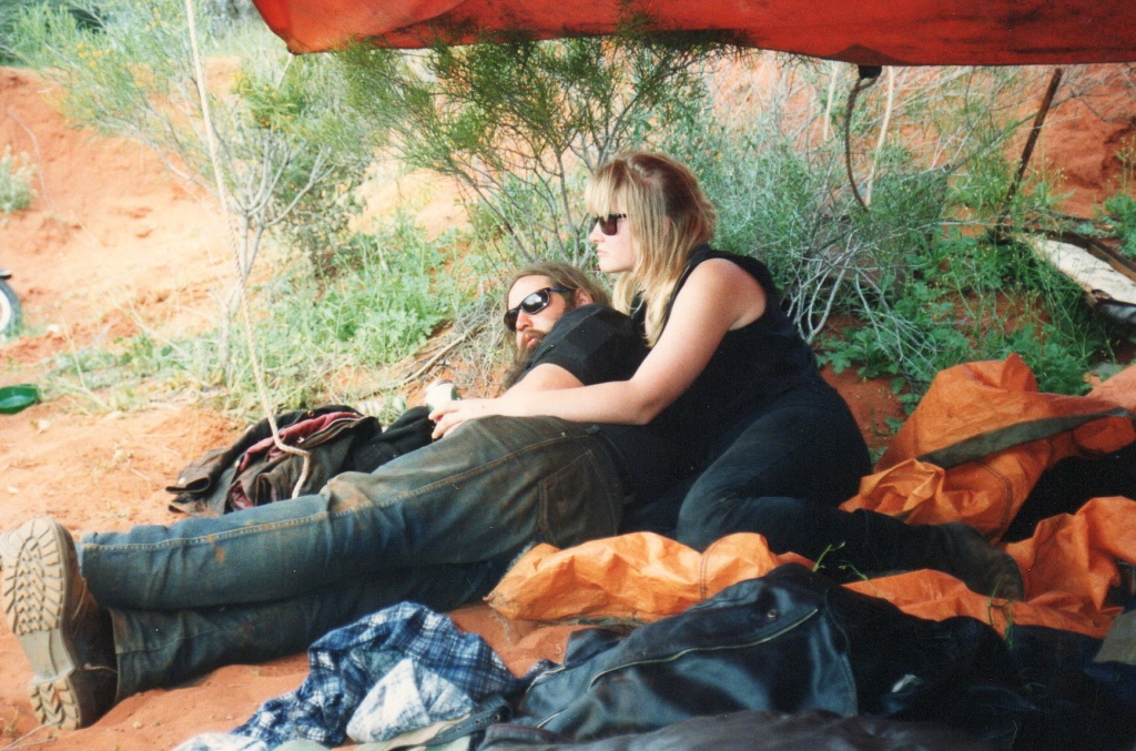 Harley riding in the red dirt, WA